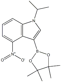 1-isopropyl-4-nitro-3-(4,4,5,5-tetramethyl-1,3,2-dioxaborolan-2-yl)-1H-indole Struktur