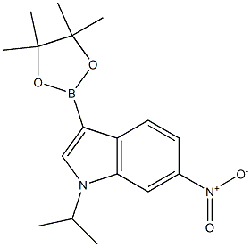 1-isopropyl-6-nitro-3-(4,4,5,5-tetramethyl-1,3,2-dioxaborolan-2-yl)-1H-indole Struktur