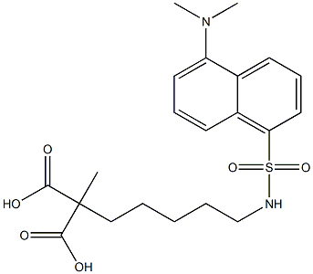 2-(5-(5-(dimethylamino)naphthalene-1-sulfonamido)pentyl)-2-methylmalonic acid Struktur