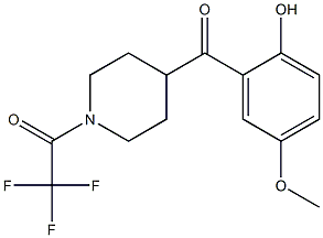 2,2,2-trifluoro-1-(4-(2-hydroxy-5-methoxybenzoyl)piperidin-1-yl)ethanone Struktur