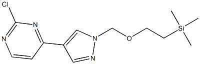 2-chloro-4-(1-((2-(trimethylsilyl)ethoxy)methyl)-1H-pyrazol-4-yl)pyrimidine Struktur