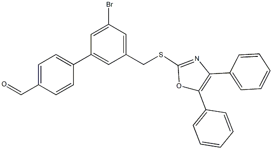 3'-bromo-5'-((4,5-diphenyloxazol-2-ylthio)methyl)biphenyl-4-carbaldehyde Struktur