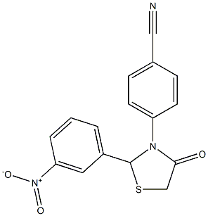 4-(2-(3-nitrophenyl)-4-oxothiazolidin-3-yl)benzonitrile Struktur