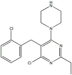 4-chloro-5-(2-chlorobenzyl)-2-ethyl-6-(piperazin-1-yl)pyrimidine Struktur