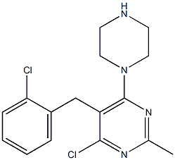 4-chloro-5-(2-chlorobenzyl)-2-methyl-6-(piperazin-1-yl)pyrimidine Struktur