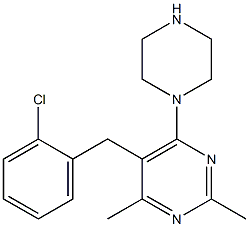 5-(2-chlorobenzyl)-2,4-dimethyl-6-(piperazin-1-yl)pyrimidine Struktur