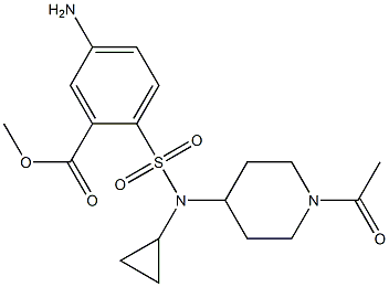 methyl 2-(N-(1-acetylpiperidin-4-yl)-N-cyclopropylsulfamoyl)-5-aminobenzoate Struktur