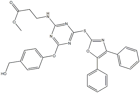 methyl 3-(4-(4,5-diphenyloxazol-2-ylthio)-6-(4-(hydroxymethyl)phenoxy)-1,3,5-triazin-2-ylamino)propanoate Struktur