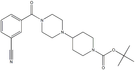 tert-butyl 4-(4-(3-cyanobenzoyl)piperazin-1-yl)piperidine-1-carboxylate Struktur