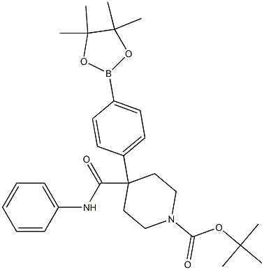 tert-butyl 4-(phenylcarbamoyl)-4-(4-(4,4,5,5-tetramethyl-1,3,2-dioxaborolan-2-yl)phenyl)piperidine-1-carboxylate Struktur