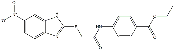 ethyl 4-(2-((6-nitro-1H-benzo[d]imidazol-2-yl)thio)acetamido)benzoate Struktur