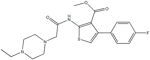 methyl 2-(2-(4-ethylpiperazin-1-yl)acetamido)-4-(4-fluorophenyl)thiophene-3-carboxylate Struktur