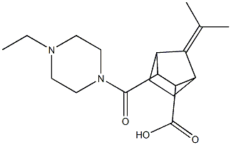 3-(4-ethylpiperazine-1-carbonyl)-7-(propan-2-ylidene)bicyclo[2.2.1]heptane-2-carboxylic acid Struktur