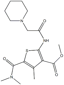 methyl 5-(dimethylcarbamoyl)-4-methyl-2-(2-(piperidin-1-yl)acetamido)thiophene-3-carboxylate Struktur