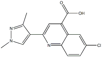 6-chloro-2-(1,3-dimethyl-1H-pyrazol-4-yl)quinoline-4-carboxylic acid Struktur