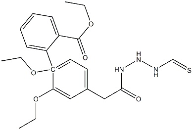 ethyl 4-(2-(2-(3,4-diethoxyphenyl)acetyl)hydrazinecarbothioamido)benzoate Struktur