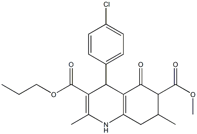 6-methyl 3-propyl 4-(4-chlorophenyl)-2,7-dimethyl-5-oxo-1,4,5,6,7,8-hexahydroquinoline-3,6-dicarboxylate Struktur