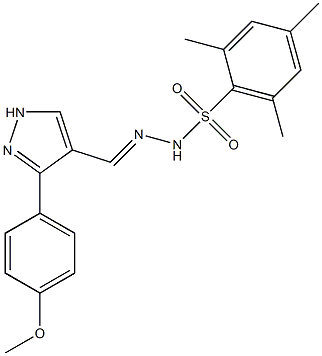 (E)-N'-((3-(4-methoxyphenyl)-1H-pyrazol-4-yl)methylene)-2,4,6-trimethylbenzenesulfonohydrazide Struktur