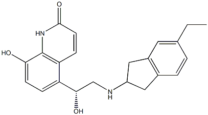 5-((1R)-2-((5-ethyl-2,3-dihydro-1H-inden-2-yl)amino)-1-hydroxyethyl)-8-hydroxyquinolin-2(1H)-one Struktur