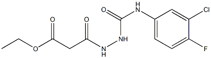 ethyl 3-(2-(3-chloro-4-fluorophenylcarbamoyl)hydrazinyl)-3-oxopropanoate Struktur