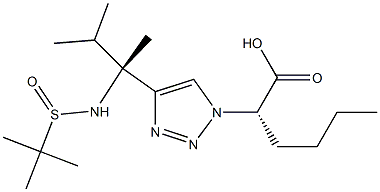 (2S)-2-(4-((2R)-2-(1,1-dimethylethylsulfinamido)-3-methylbutan-2-yl)-1H-1,2,3-triazol-1-yl)hexanoic acid Struktur