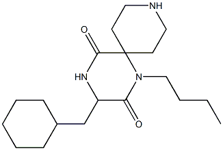 1-butyl-3-(cyclohexylmethyl)-1,4,9-triazaspiro[5.5]undecane-2,5-dione Struktur