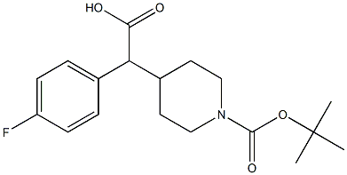 2-(1-(tert-butoxycarbonyl)piperidin-4-yl)-2-(4-fluorophenyl)acetic acid Struktur