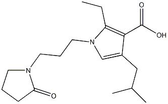 2-ethyl-4-isobutyl-1-(3-(2-oxopyrrolidin-1-yl)propyl)-1H-pyrrole-3-carboxylic acid Struktur