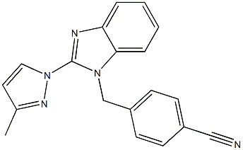 4-((2-(3-methyl-1H-pyrazol-1-yl)-1H-benzo[d]imidazol-1-yl)methyl)benzonitrile Struktur