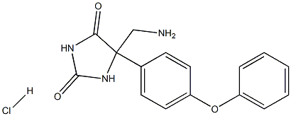 5-(aminomethyl)-5-(4-phenoxyphenyl)imidazolidine-2,4-dione hydrochloride Struktur