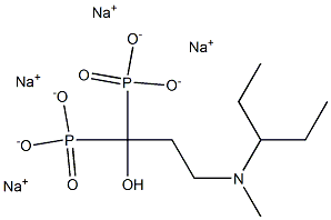 sodium hydrogen(1-hydroxy-3-(methyl(pentan-3-yl)amino)-1-phosphonopropyl)phosphonate Struktur