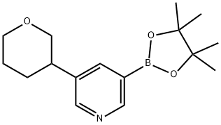 3-(tetrahydro-2H-pyran-3-yl)-5-(4,4,5,5-tetramethyl-1,3,2-dioxaborolan-2-yl)pyridine Struktur