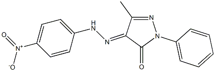 5-methyl-4-[(4-nitrophenyl)hydrazono]-2-phenyl-2,4-dihydro-3H-pyrazol-3-one Struktur