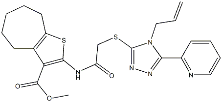 methyl 2-(2-((4-allyl-5-(pyridin-2-yl)-4H-1,2,4-triazol-3-yl)thio)acetamido)-5,6,7,8-tetrahydro-4H-cyclohepta[b]thiophene-3-carboxylate Struktur