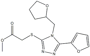 methyl 2-((5-(furan-2-yl)-4-((tetrahydrofuran-2-yl)methyl)-4H-1,2,4-triazol-3-yl)thio)acetate Struktur