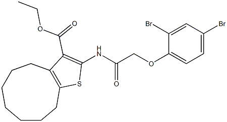 ethyl 2-(2-(2,4-dibromophenoxy)acetamido)-5,6,7,8,9,10-hexahydro-4H-cyclonona[b]thiophene-3-carboxylate Struktur