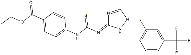 ethyl 4-(3-(1-(3-(trifluoromethyl)benzyl)-1H-1,2,4-triazol-3(2H)-ylidene)thioureido)benzoate Struktur