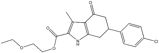 2-ethoxyethyl 6-(4-chlorophenyl)-3-methyl-4-oxo-4,5,6,7-tetrahydro-1H-indole-2-carboxylate Struktur