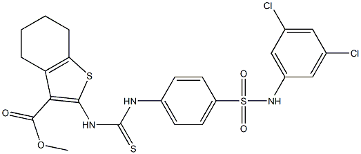 methyl 2-(3-(4-(N-(3,5-dichlorophenyl)sulfamoyl)phenyl)thioureido)-4,5,6,7-tetrahydrobenzo[b]thiophene-3-carboxylate Struktur