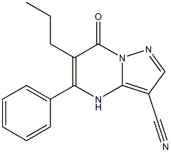 7-oxo-5-phenyl-6-propyl-4,7-dihydropyrazolo[1,5-a]pyrimidine-3-carbonitrile Struktur