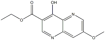 4-Hydroxy-7-methoxy-[1,5]naphthyridine-3-carboxylic acid ethyl ester Struktur