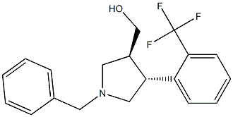 ((3S,4R)-1-benzyl-4-(2-(trifluoromethyl)phenyl)pyrrolidin-3-yl)methanol Struktur