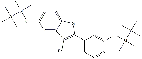 (3-bromo-2-(3-(tert-butyldimethylsilyloxy)phenyl)benzo[b]thiophen-5-yloxy)(tert-butyl)dimethylsilane Struktur