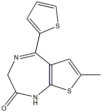 (E)-7-methyl-5-(thiophen-2-yl)-1H-thieno[2,3-e][1,4]diazepin-2(3H)-one Struktur