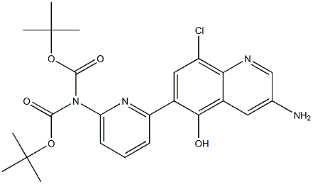 3-amino-6-(6-bis(tert-butoxycarbonyl)aminopyridin-2-yl)-8-chloroquinolin-5-ol Struktur