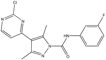 4-(2-chloropyrimidin-4-yl)-N-(3-fluorophenyl)-3,5-dimethyl-1H-pyrazole-1-carboxamide Struktur