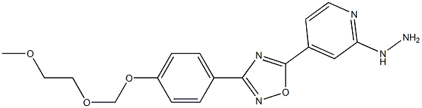 5-(2-hydrazinylpyridin-4-yl)-3-(4-((2-methoxyethoxy)methoxy)phenyl)-1,2,4-oxadiazole Struktur