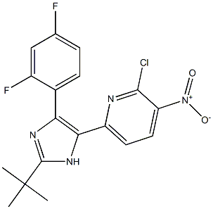 6-(2-tert-butyl-4-(2,4-difluorophenyl)-1H-imidazol-5-yl)-2-chloro-3-nitropyridine Struktur