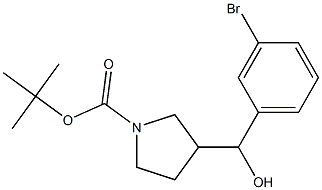 tert-butyl 3-((3-bromophenyl)(hydroxy)methyl)pyrrolidine-1-carboxylate Struktur