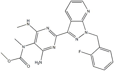 methyl (4-amino-2-(1-(2-fluorobenzyl)-1H-pyrazolo[3,4-b]pyridin-3-yl)-6-(methylamino)pyrimidin-5-yl)(methyl)carbamate Struktur